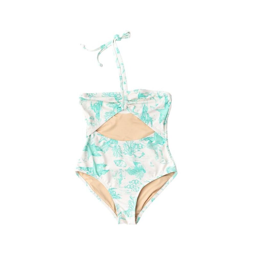 Shade Critters Girls  Mermaid Toile Girls Halter Cut Out Swimsuit, Mint